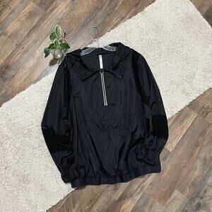 Fabletics 1X Black Ruffled Half-Zip Pullover Reflective Ziva Windbreaker Jacket